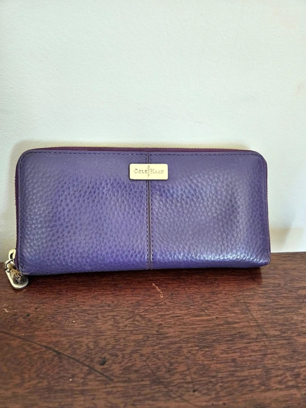 Cole Haan Leather Zip-Around Wallet in Purple